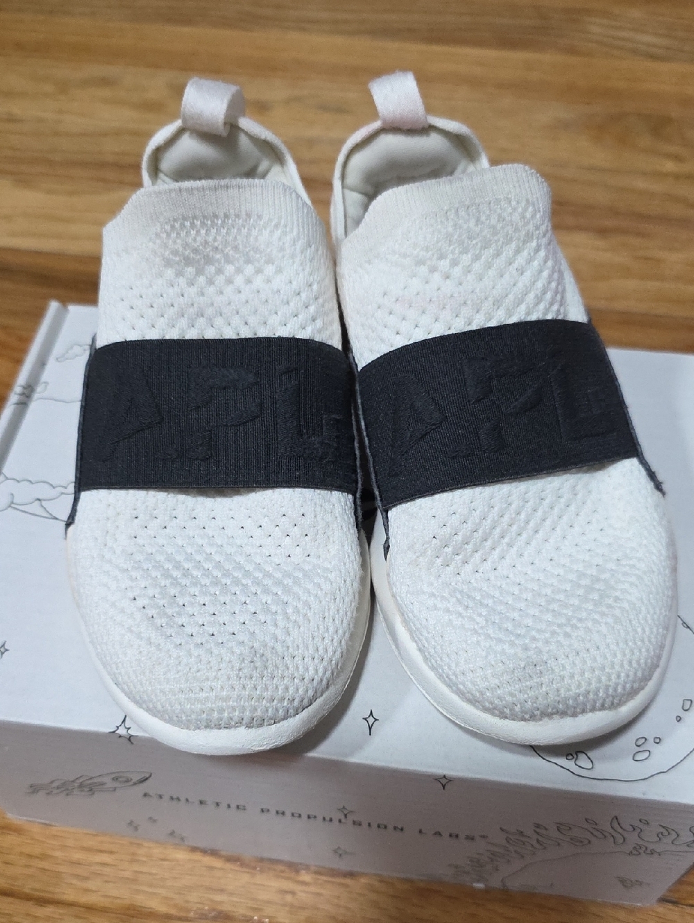Apl Kids White Slip-On Sneakers with Black Elastic Strap